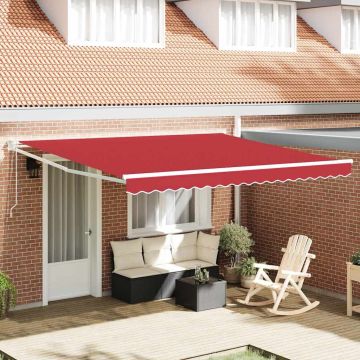 Tenda retrattile Rosso 400 × 300 cm Poliestere e Metallo