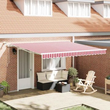 Tenda retrattile Rosso e Bianco 400 × 350 cm Poliestere