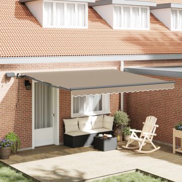 Tenda retrattile Beige 400 × 350 cm Tessuto e Alluminio