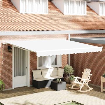 Tenda retrattile Bianco 400 × 350 cm Tessuto e Alluminio