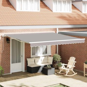 Tenda retrattile Grigio Chiaro 400 × 350 cm Tessuto e Alluminio