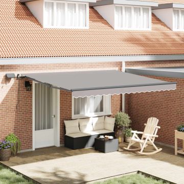 Tenda retrattile Grigio Chiaro 400 × 350 cm Tessuto e Alluminio