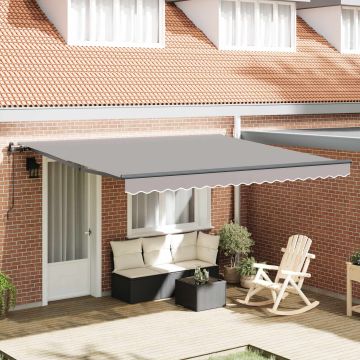 Tenda retrattile Grigio Chiaro 400 × 350 cm Tessuto e Alluminio