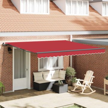 Tenda retrattile Rosso 400 × 350 cm Poliestere e Alluminio