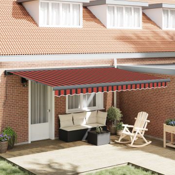 Tenda retrattile Rosso e Nero 450 × 300 cm Tela e Alluminio
