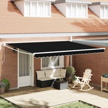 Tenda retrattile Nero 450 × 300 cm 100% Poliestere e Alluminio