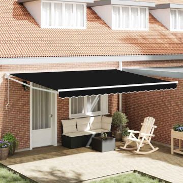 Tenda retrattile Nero 450 × 300 cm Poliestere e Metallo