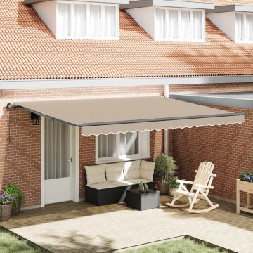 Tenda retrattile Beige 450 × 300 cm Poliestere e Alluminio
