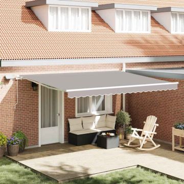 Tenda retrattile Grigio Chiaro 450 × 300 cm Tessuto e Alluminio