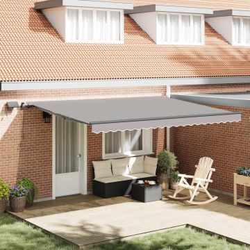 Tenda retrattile Grigio Chiaro 450 × 300 cm Tessuto e Alluminio