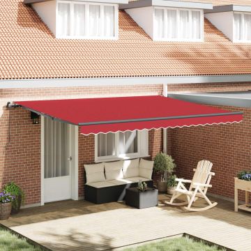 Tenda retrattile Rosso 450 × 300 cm Poliestere e Alluminio
