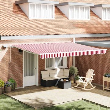 Tenda retrattile Rosso e Bianco 450 × 350 cm