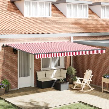 Tenda retrattile Rosso e Bianco 450 × 350 cm