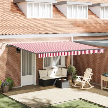 Tenda retrattile Rosso e Bianco 450 × 350 cm Poliestere