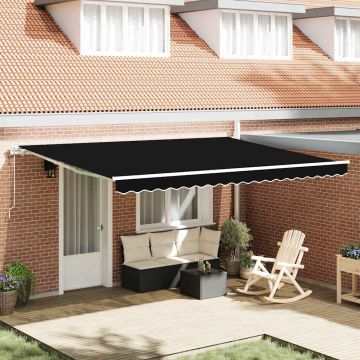 Tenda retrattile Nero 450 × 350 cm Tessuto e Alluminio