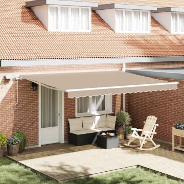 Tenda retrattile Beige 450 × 350 cm Tessuto e Alluminio