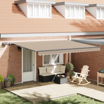 Tenda retrattile Beige 450 × 350 cm Tessuto e Alluminio