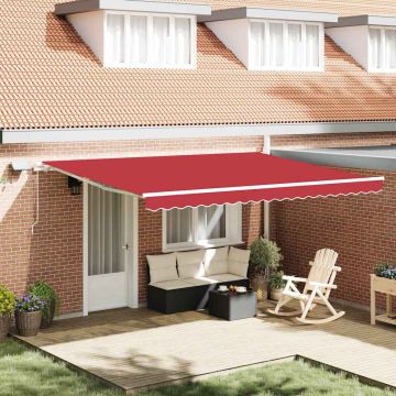 Tenda retrattile Rosso 450 × 350 cm Tessuto e Alluminio
