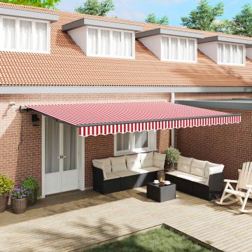 Tenda retrattile Rosso e Bianco 500 × 300 cm Poliestere