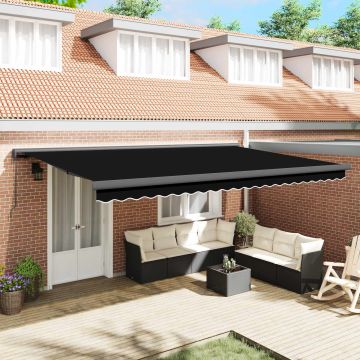 Tenda retrattile Nero 500 × 300 cm Tela e Alluminio