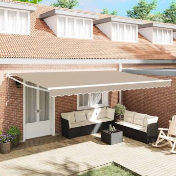 Tenda retrattile Beige 500 x 300 x 165 cm Poliestere e Metallo