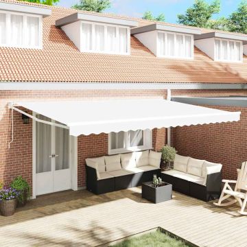 Tenda retrattile Bianco 500 x 300 x 165 cm Poliestere e Metallo