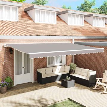 Tenda retrattile Grigio Chiaro 500 × 300 cm Tessuto e Alluminio