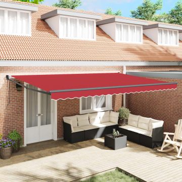 Tenda retrattile Rosso 500 × 300 cm Poliestere e Metallo