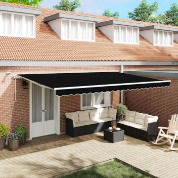 Tenda retrattile Nero 500 × 350 cm Poliestere