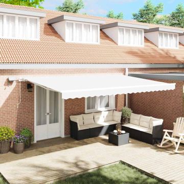 Tenda retrattile Bianco 500 × 350 cm Tessuto e Alluminio