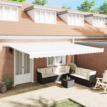 Tenda retrattile Bianco 500 × 350 cm Tessuto e Alluminio