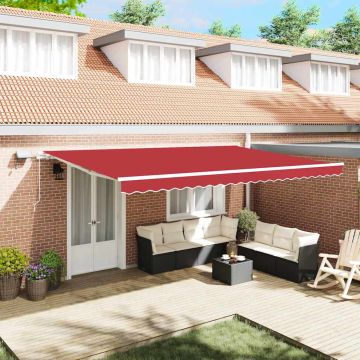 Tenda retrattile Rosso 500 × 350 cm Tessuto e Alluminio
