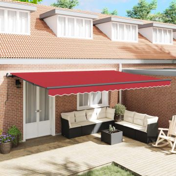 Tenda retrattile Rosso 500 × 350 cm Poliestere e Alluminio