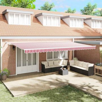 Tenda retrattile Rosso e Bianco 600 × 300 cm Poliestere