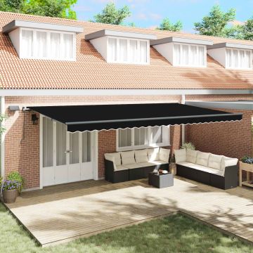 Tenda retrattile Nero 600 × 300 cm Tessuto e Alluminio