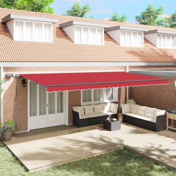 Tenda retrattile Rosso 600 × 350 cm Tessuto e Alluminio