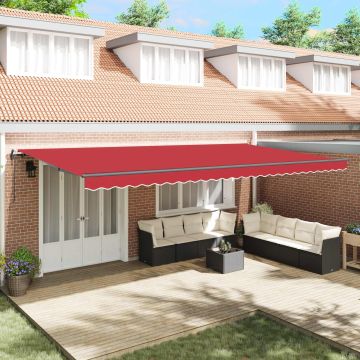 Tenda retrattile Rosso 600 × 350 cm Tessuto e Alluminio