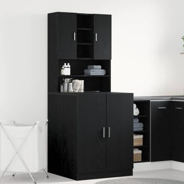 Armadio per Lavatrice 2 pz Rovere Nero 70,5 x 71,5 x 181,5 cm