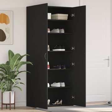 Mobile per scarpe 80 x 35.5 x 180 cm Legno ingegnerizzato Nero