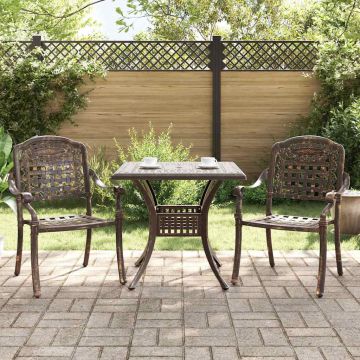Set di Tavolo da Giardino 3 pz Bronzo Alluminio pressofuso