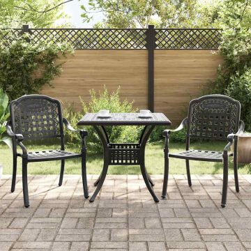 Set di Tavolo da Giardino 3 pz Nero Alluminio pressofuso