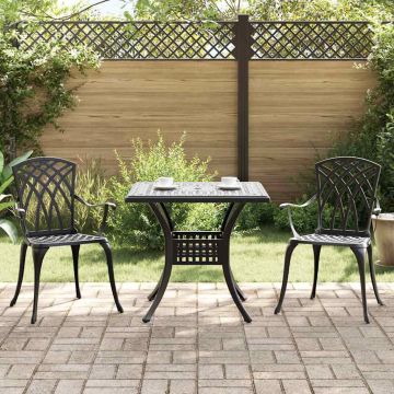 Set di Tavolo da Giardino 3 pz Nero Alluminio pressofuso
