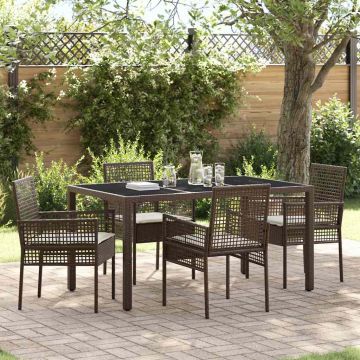 Set da Pranzo per Giardino 5 pz Marrone polyrattan