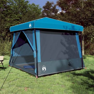 Set di Tende da Campeggio 2 pz 5 persona Blu Taffeta e Tessuto
