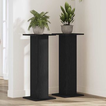 Supporto per piante 2 pz Rovere Nero 30 x 30 x 80 cm
