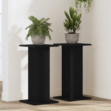 Supporto per piante 2 pz Rovere Nero 30 x 30 x 60 cm
