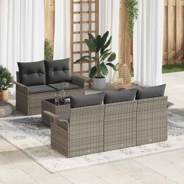 Set di divani 6 pz Grigio polyrattan