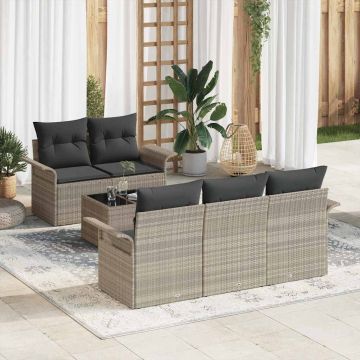 Set di divani 6 pz Grigio chiaro polyrattan