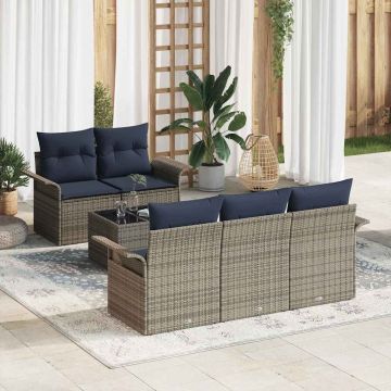 Set Divano da Giardino 6 pz Grigio polyrattan