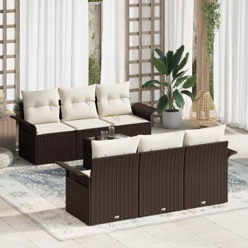 Set Divano da Giardino 7 pz Marrone polyrattan